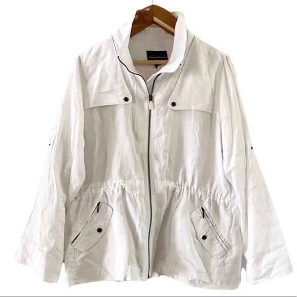 Tommy Bahama White Linen jacket top utility coat XL - Picture 1 of 8